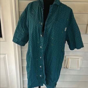 Columbia PFG fishing Teal Short Sleeve Shirt   E